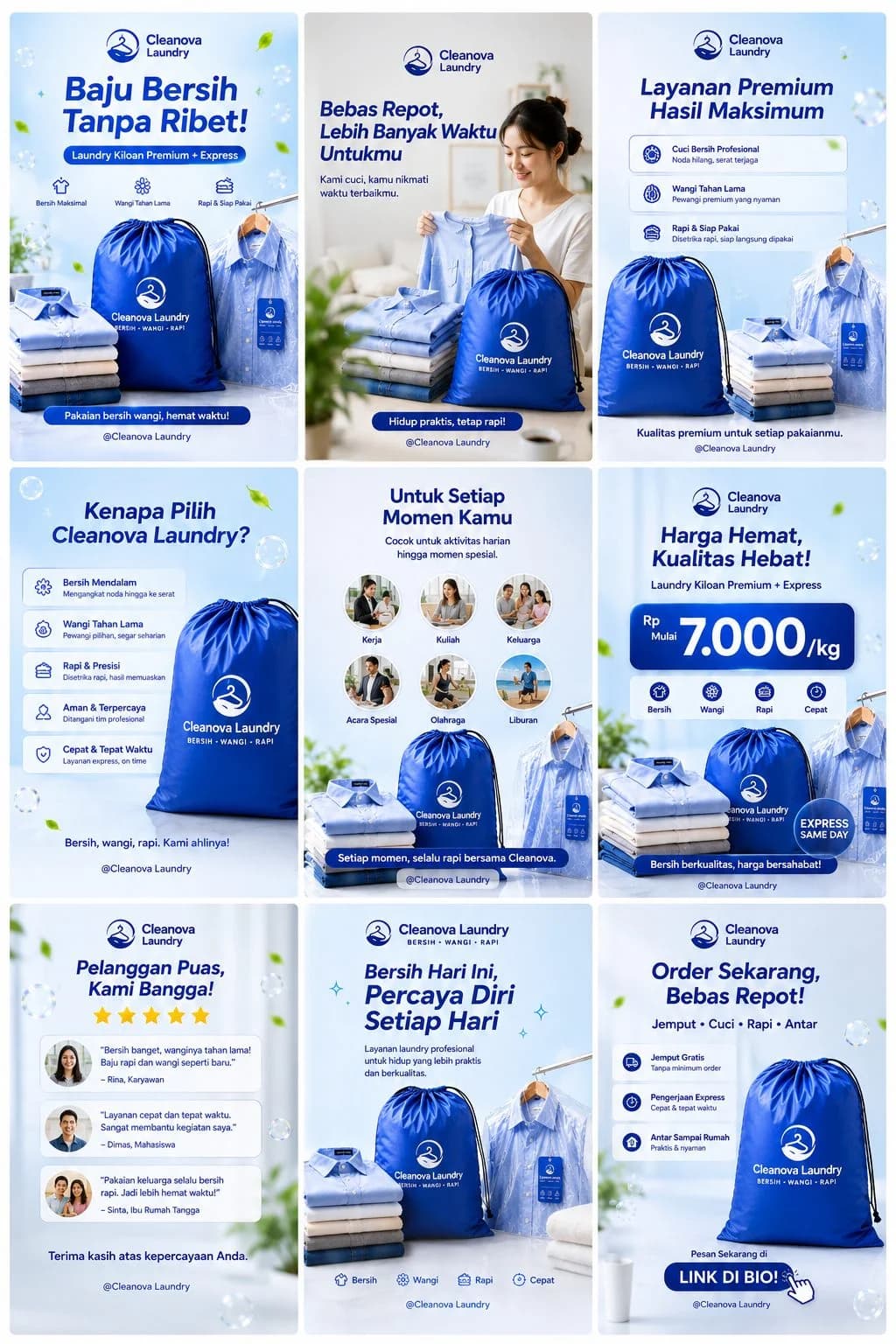 Sembilan feed Instagram Laundry yang konsisten dalam satu campaign